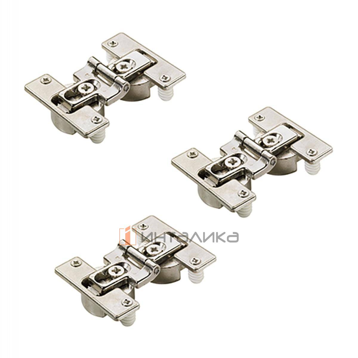 Комплект 3 средних петель HETTICH для складных дверей, с регулировкой оси вращения, под прикручивание, никель