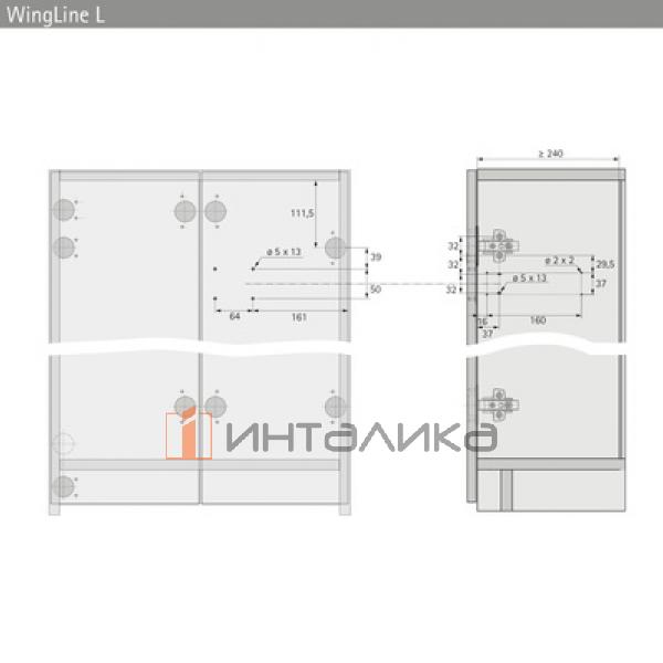 Комплект механизма HETTICH Открывание нажатием / Push to move (2024) для складных дверей, легкий / Light, антрацит