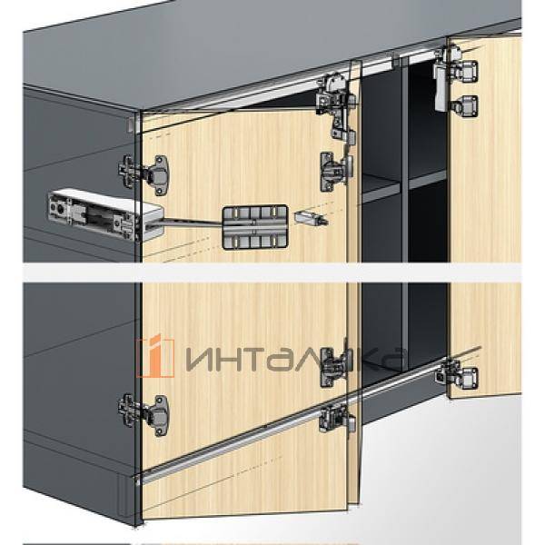 Комплект механизма HETTICH Открывание нажатием / Push to move (2024) для складных дверей, тяжелый / Heavy, белый