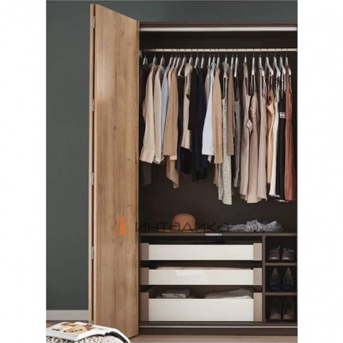 Набор HETTICH ВингЛайн Л / WLL, PULL/PUSH, быстрый монтаж, 2 створки L1200, H1701-2200, B250-600, G17, серый, левый