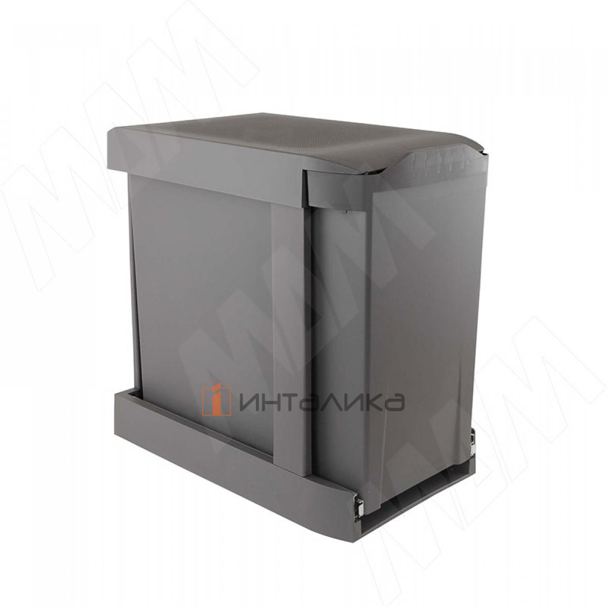 LINEA Система сортировки и хранения, 2 емкости (14л+14л), авт. крышка, нижнее крепление, орион серый