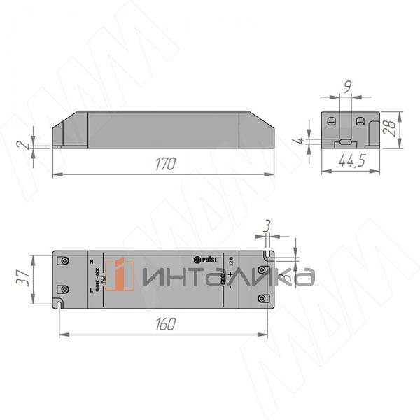 Блок питания AC-230/DC-24V, IP20, 75W
