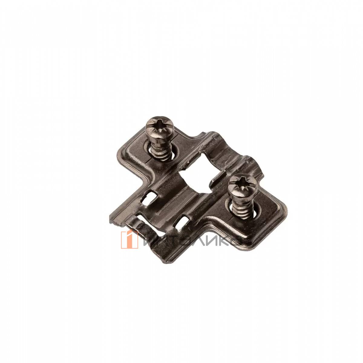 Планка монтажная для петель Alphalux Titan, Clip-on, H=0, крестовая, с предустановленными евровинтами, титан