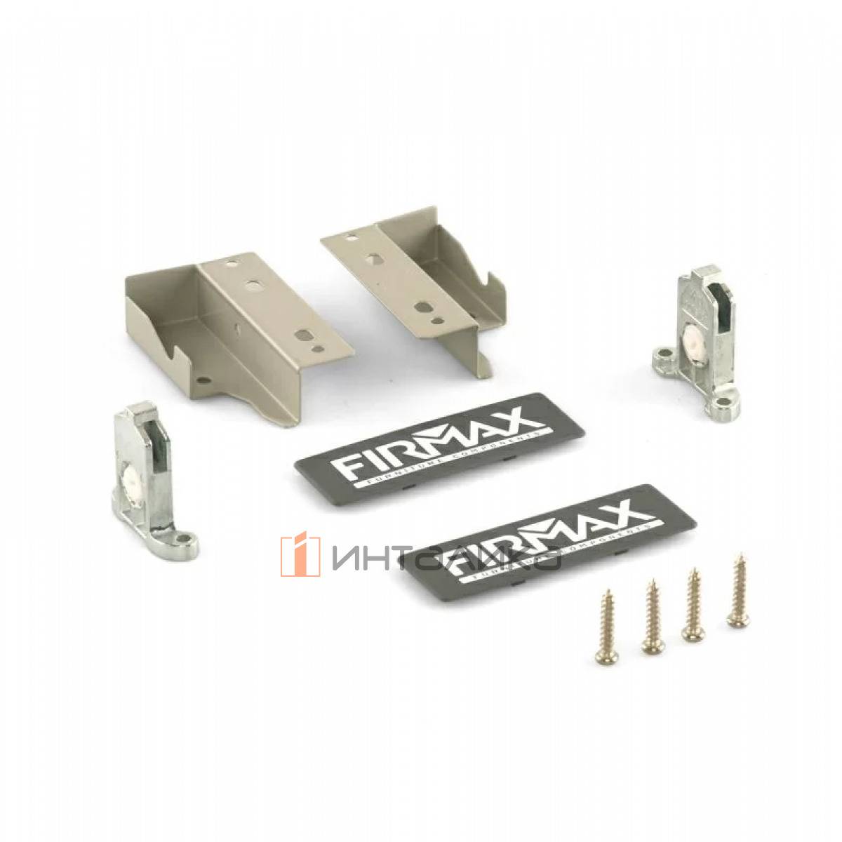 Комплект креплений FIRMAX для фасадного ящика Newline, H84, серый (крепления фасада, соединители задней стенки, заглушки)