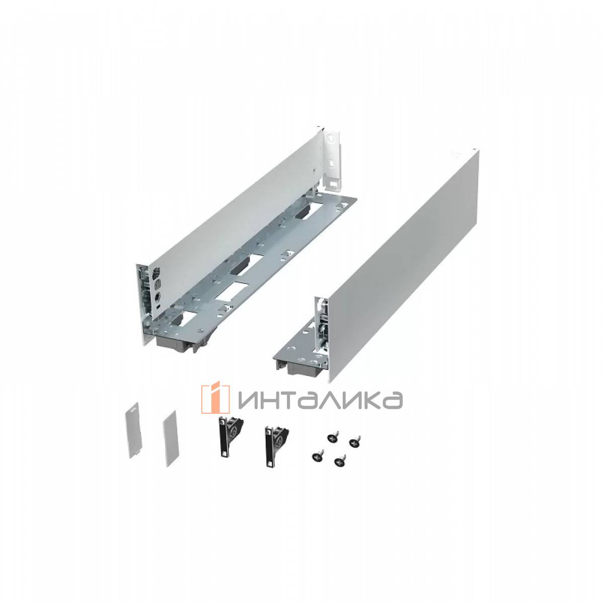 Комплект металлических боковин ALPHALUX Crystal, H95.5 Low, NL500 (боковины, крепления фасада, заглушки), белый