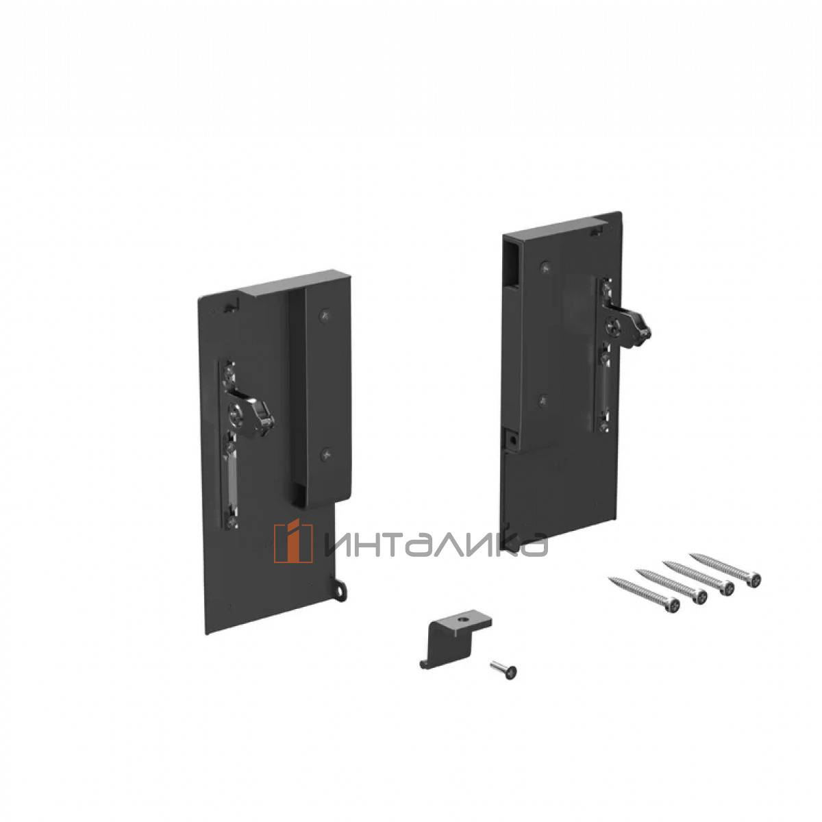 Комплект креплений передней панели ALPHALUX для внутреннего ящика Crystal с металлическими боковинами, H133.5, антрацит