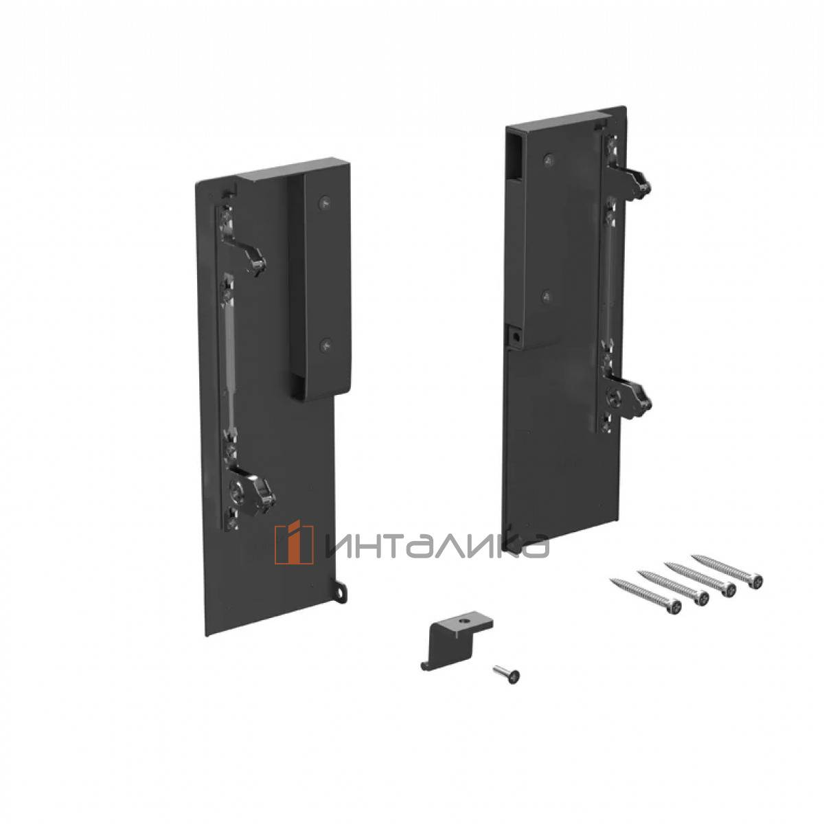 Комплект креплений передней панели ALPHALUX для внутреннего ящика Crystal с металлическими боковинами, H180.5, антрацит