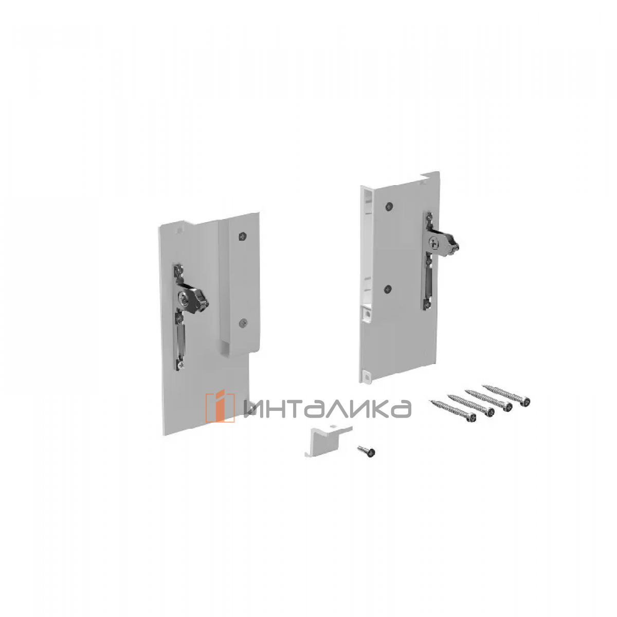 Комплект креплений передней панели ALPHALUX для внутреннего ящика Crystal с металлическими боковинами, H133.5, белый