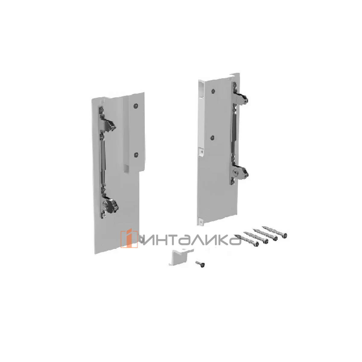 Комплект креплений передней панели ALPHALUX для внутреннего ящика Crystal с металлическими боковинами, H180.5, белый