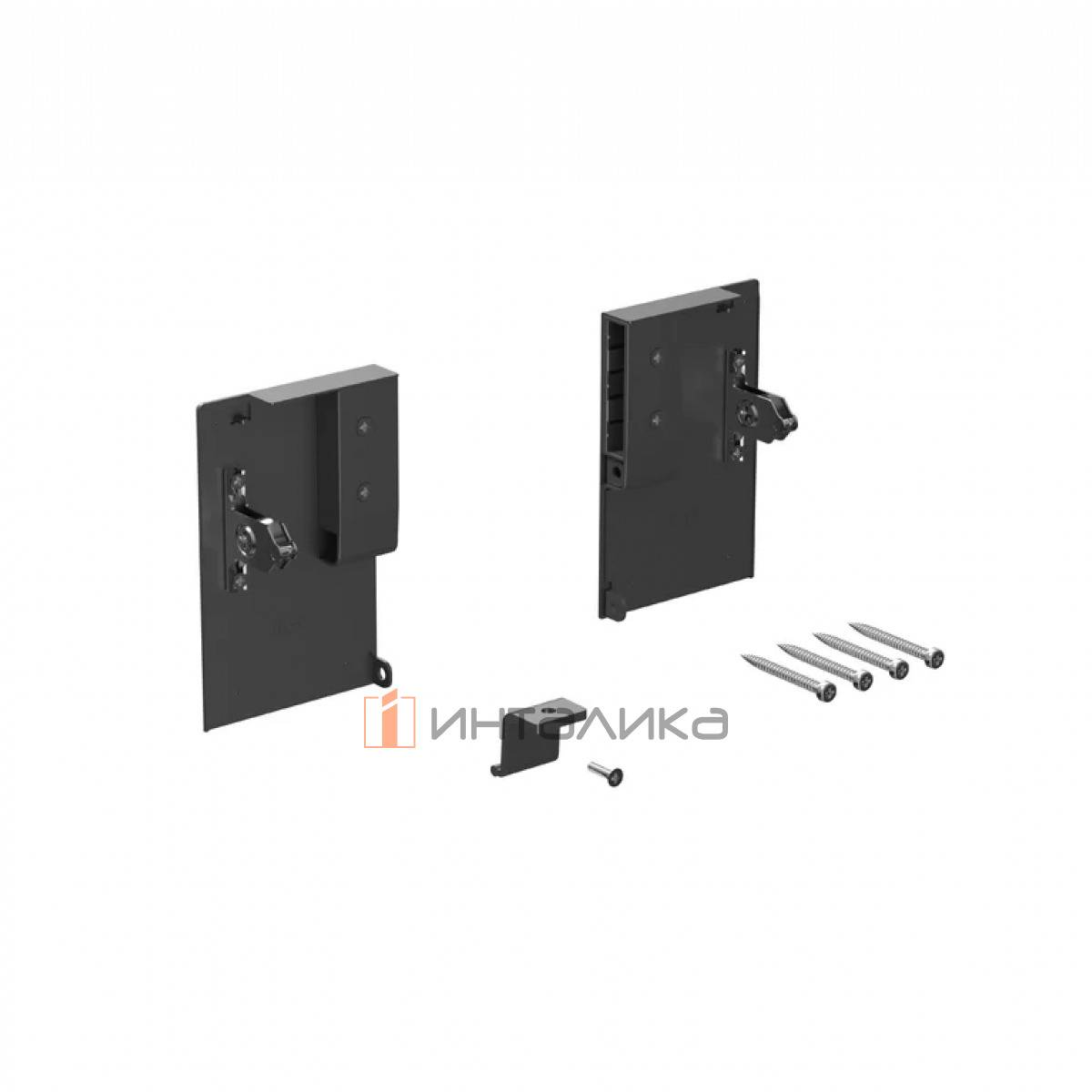 Комплект креплений передней панели ALPHALUX для внутреннего ящика Crystal со стеклянными боковинами, H94, антрацит