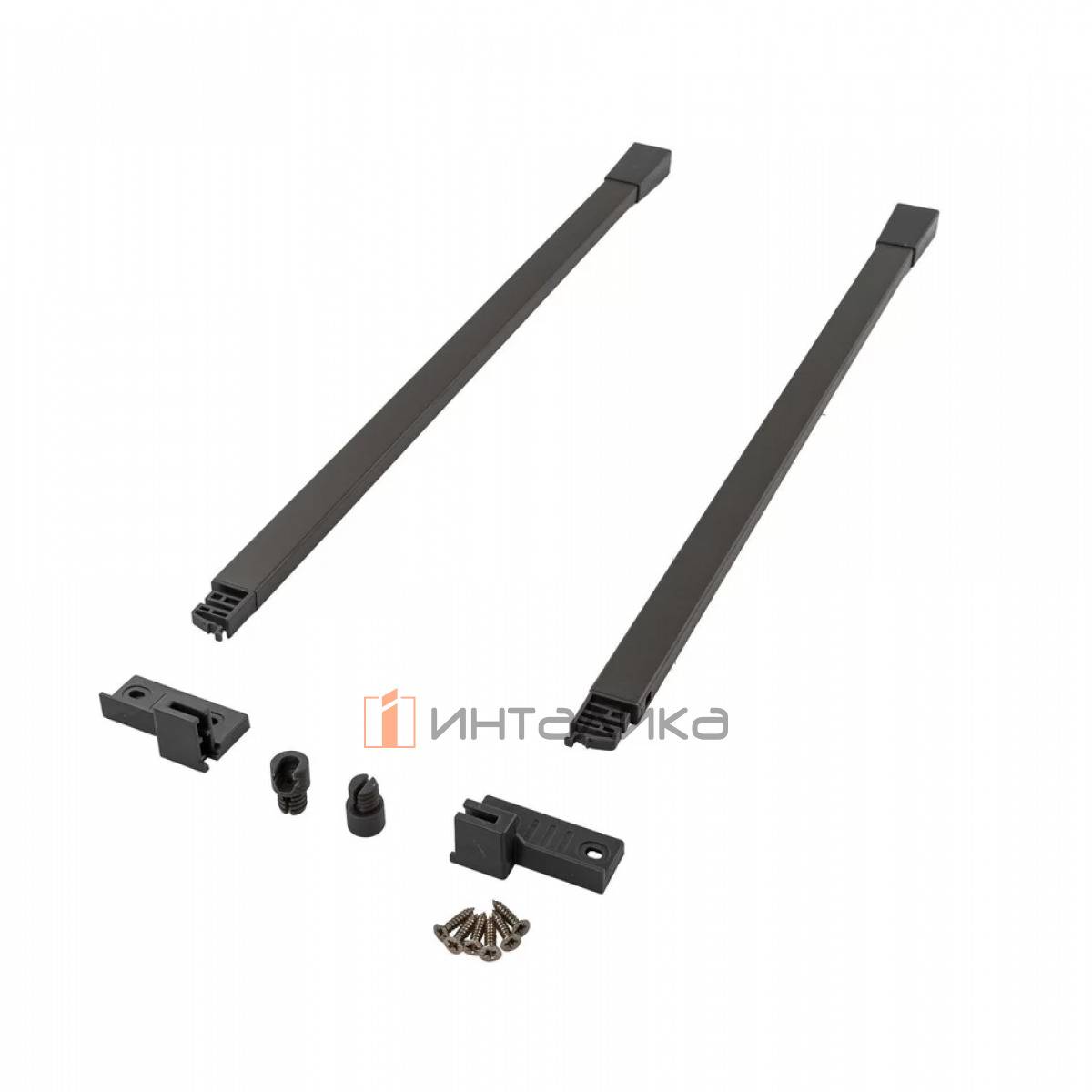 Комплект квадратных рейлингов с креплениями для ящика ALPHALUX Crystal, L500, антрацит