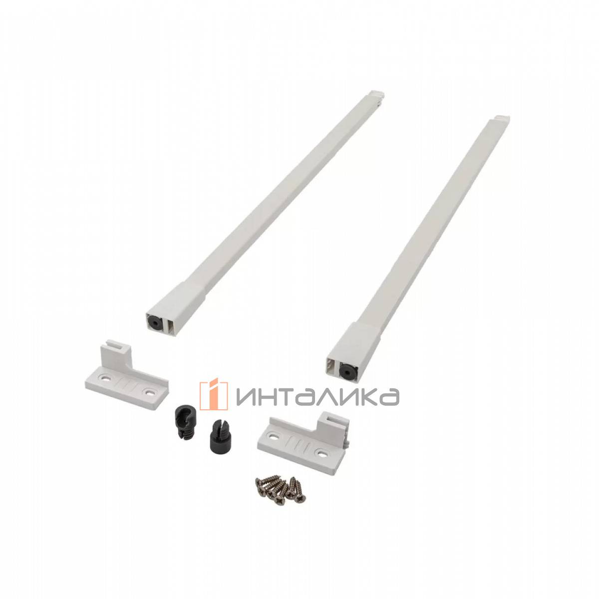 Комплект квадратных рейлингов с креплениями для ящика ALPHALUX Crystal, L500, белый