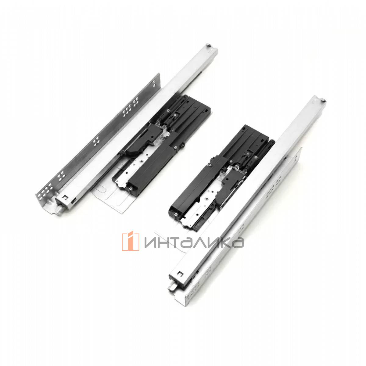 Комплект скрытых направляющих ALPHALUX Crystal, полное выдвижение, Soft+Push, NL350, G35