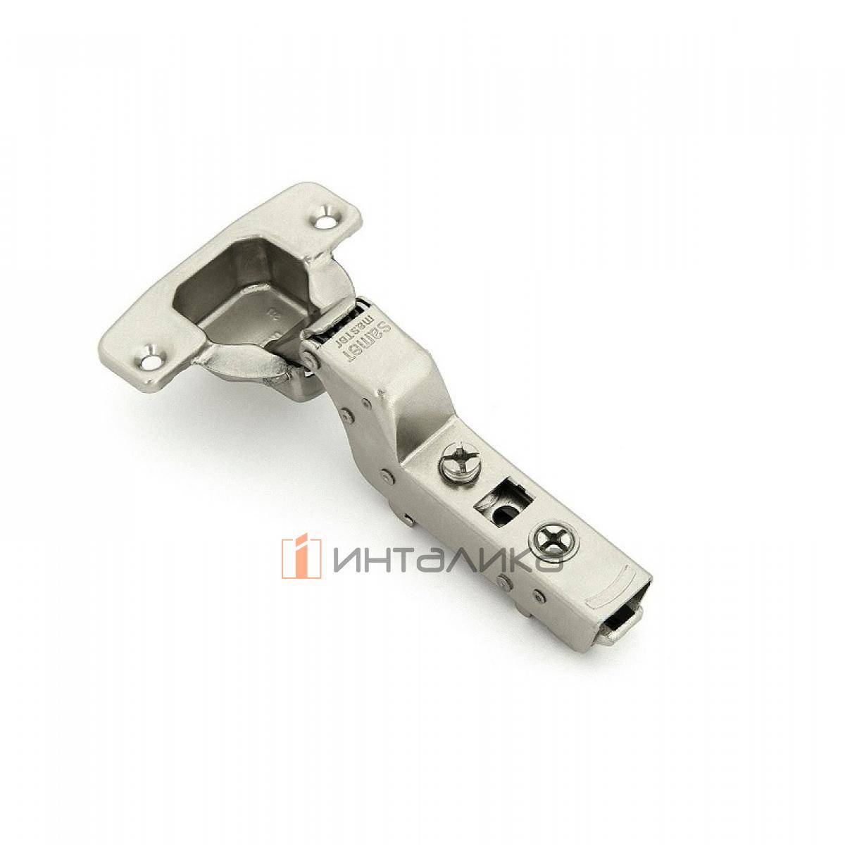 Петля SAMET Master 110° без пружины, для дверей 16-26, вкладная, быстрый монтаж, ТН48, под саморез, никель