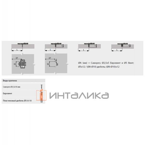 Крестовая монтажная планка SAMET Master, с эксцентриком, L37, D5, под евровинт, никель