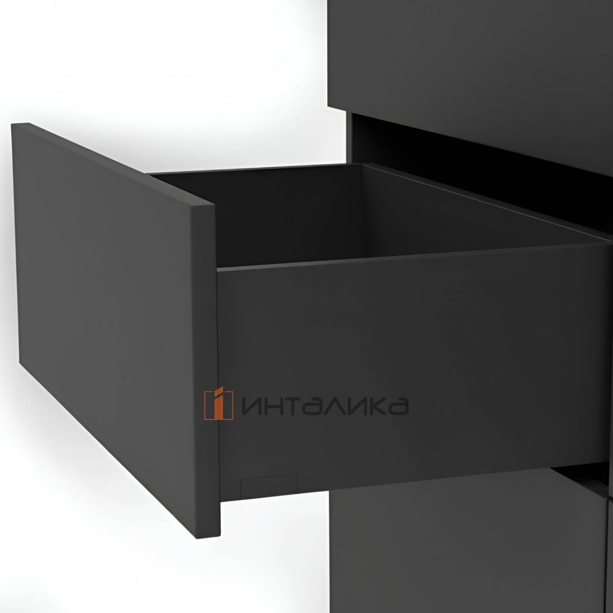 Комплект ящика САМЕТ Флоубокс / SAMET Flowbox, H192, полное выдвижение, открывание от нажатия / плавное закрывание, NL350, G40, черный