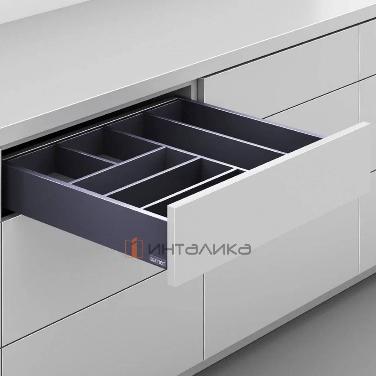 Комплект коврик + магнитные перегородки САМЕТ Артфлоу / SAMET Artflow для ящика Флоубокс / Альфабокс (Flowbox/Alhabox), 500x600, антрацит