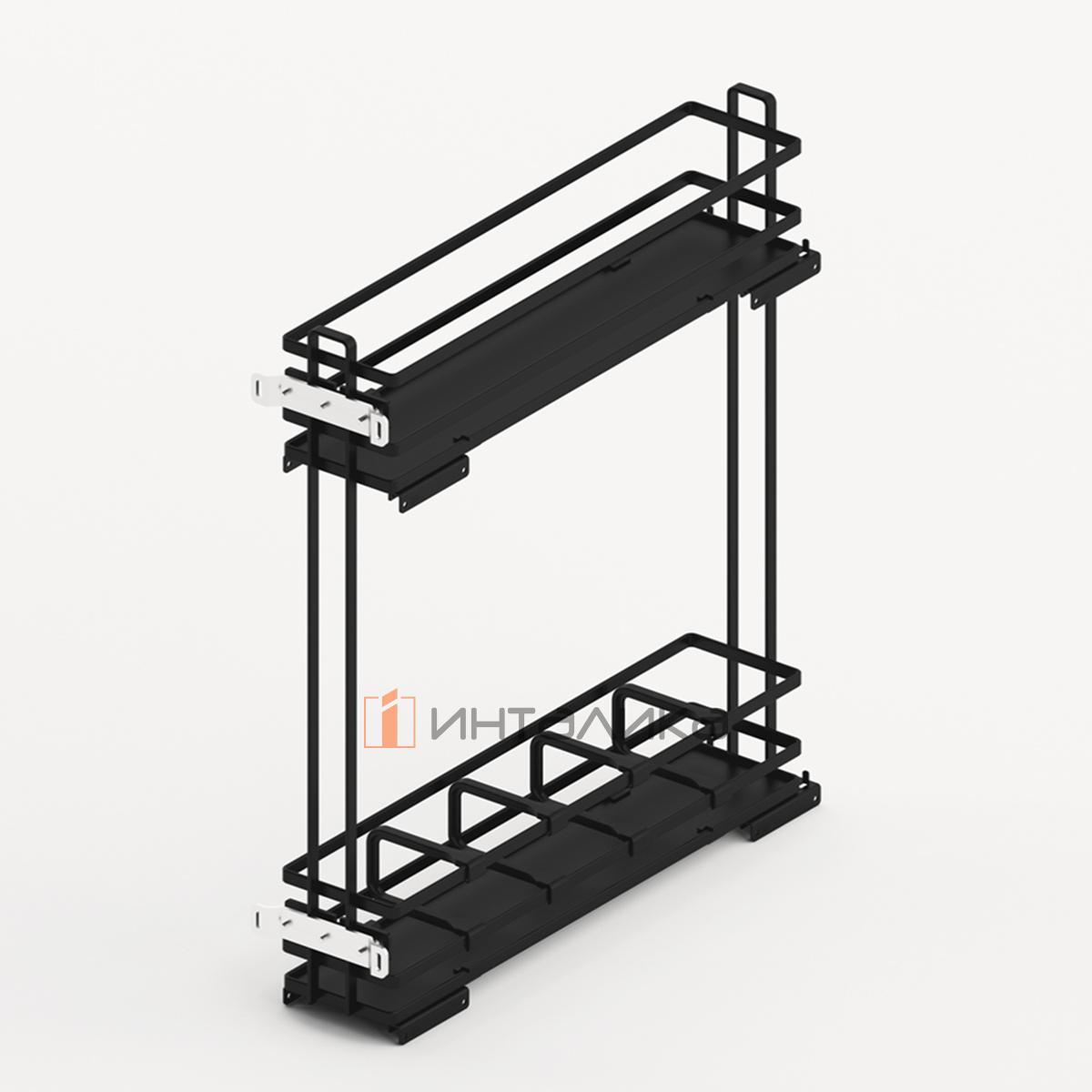 Бутылочница HETTICH Ларио / Lario 400, 2-уровневая, дно ХДФ, KB 150, G10, антрацит