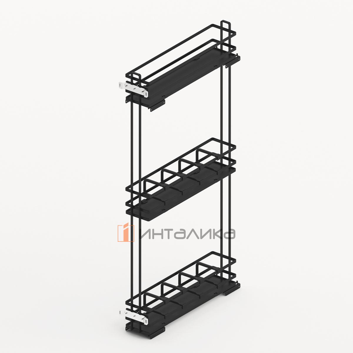 Бутылочница HETTICH Ларио / Lario 400, 3-уровневая, дно ХДФ, KB 150, G15, антрацит