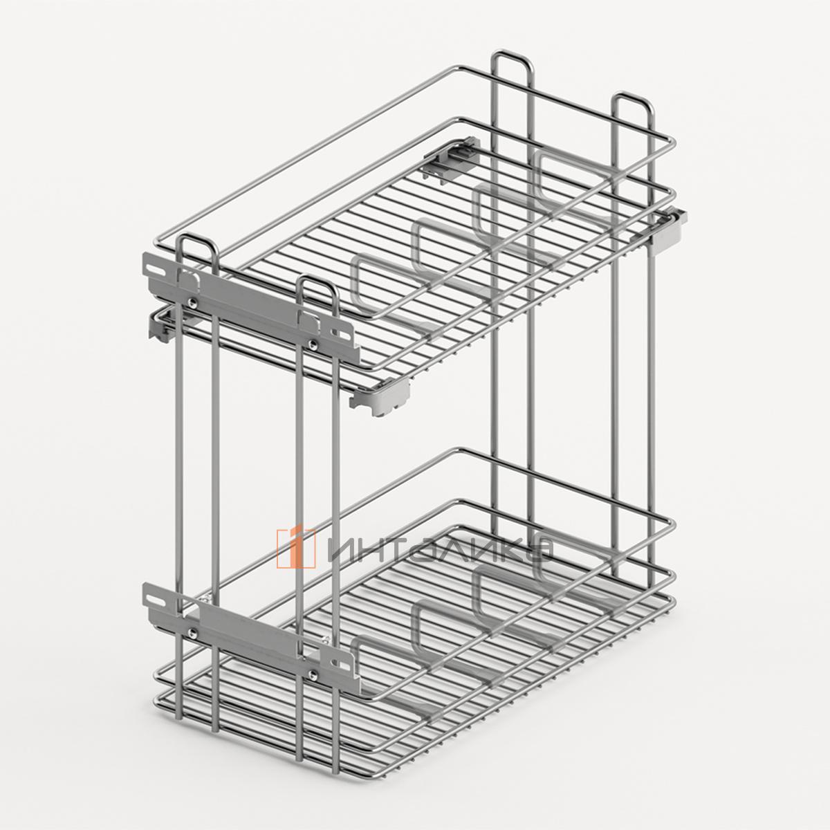 Выдвижная корзина HETTICH Ларио / Lario 100, 2-уровневая, KB 400, G10, хром