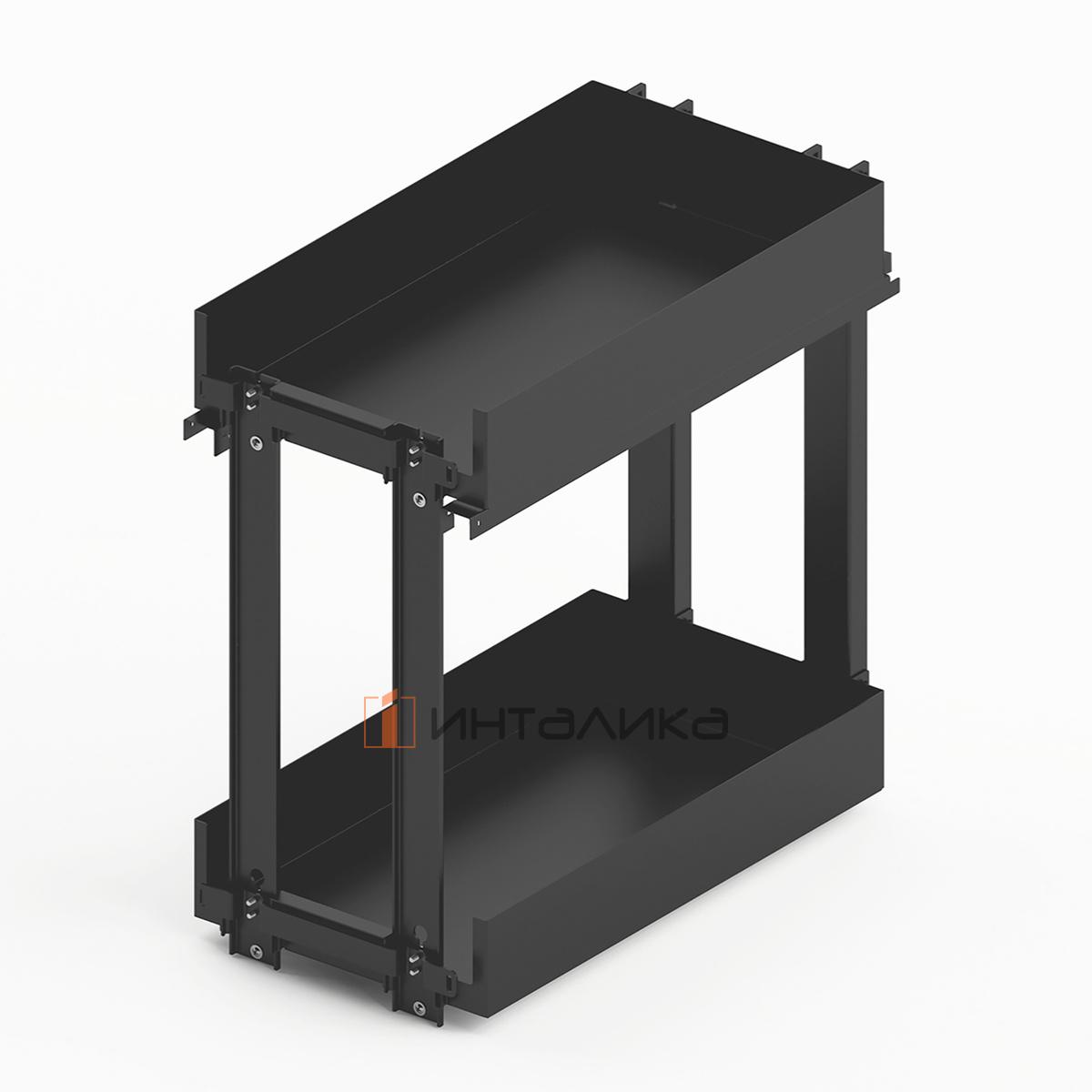 Выдвижная корзина HETTICH Ларио / Lario 200, 2-уровневая, KB 300, с противоскользящим покрытием, G10, антрацит