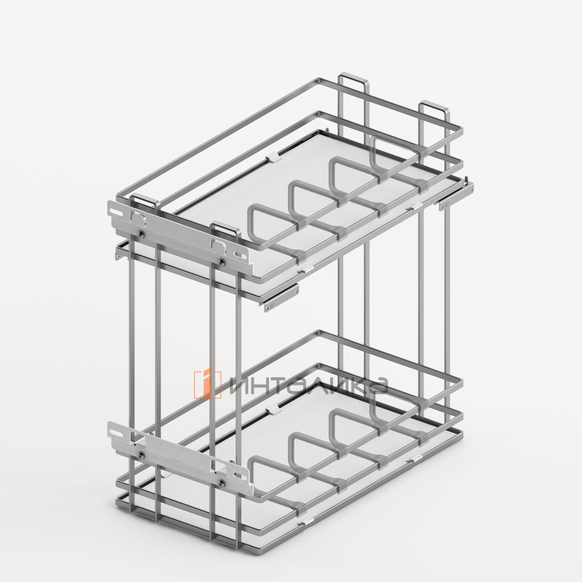 Выдвижная корзина HETTICH Ларио / Lario 400, 2-уровневая, дно ХДФ, KB 300, G10, хром / белый
