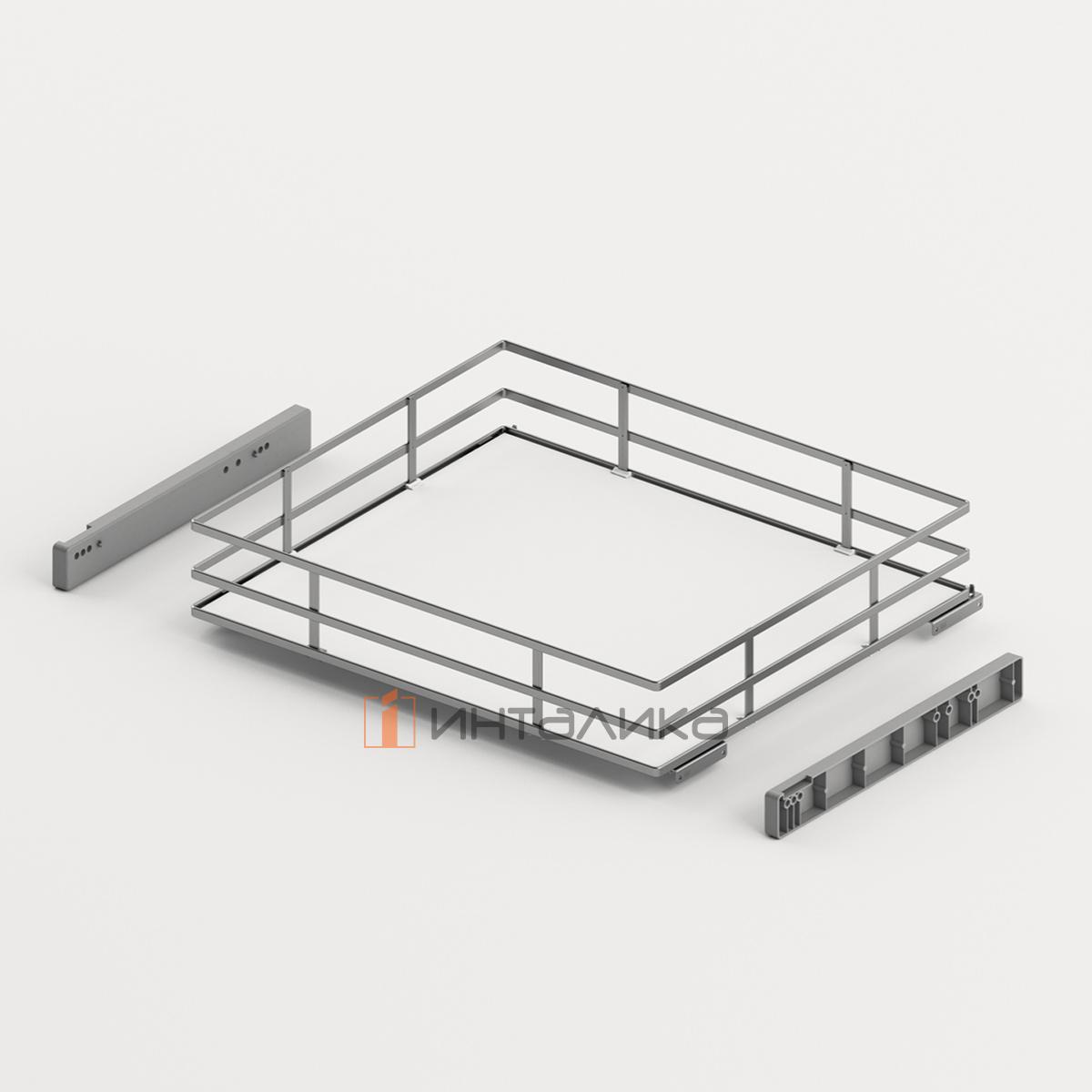 Выдвижная корзина HETTICH Наро / Naro 400, 1-уровневая, дно ХДФ, KB 600, H120, G15, хром / белый