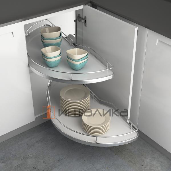 Комплект полок HETTICH Салсо / Salso 300, дно ХДФ, ширина двери 450, хром / белый, левый