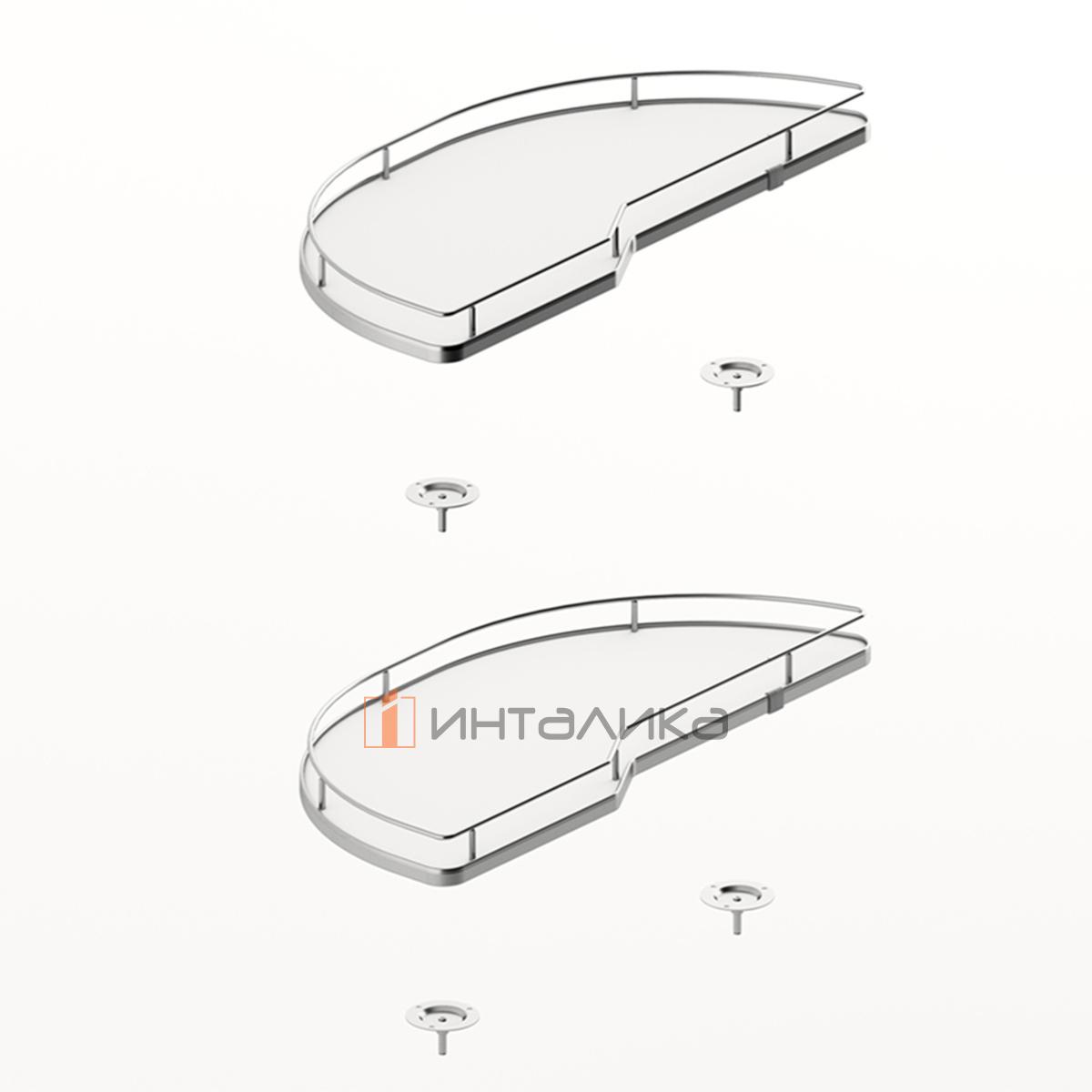 Комплект полок HETTICH Салсо / Salso 300, дно ХДФ, ширина двери 600, хром / белый, левый