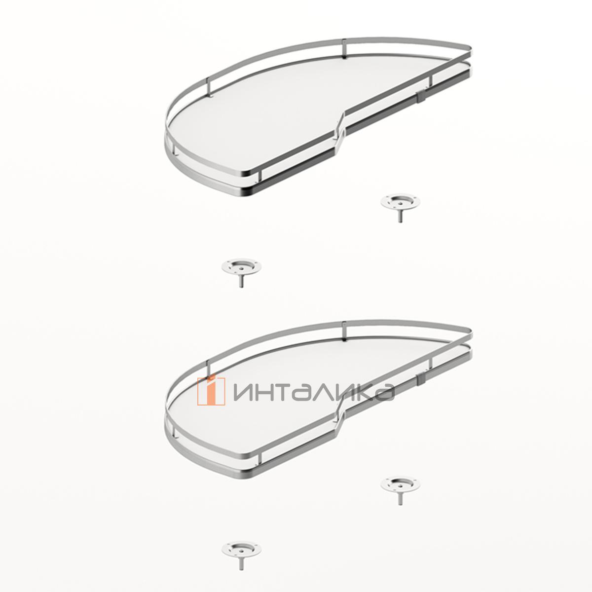 Комплект полок HETTICH Салсо / Salso 400, дно ХДФ, ширина двери 600, хром / белый, левый