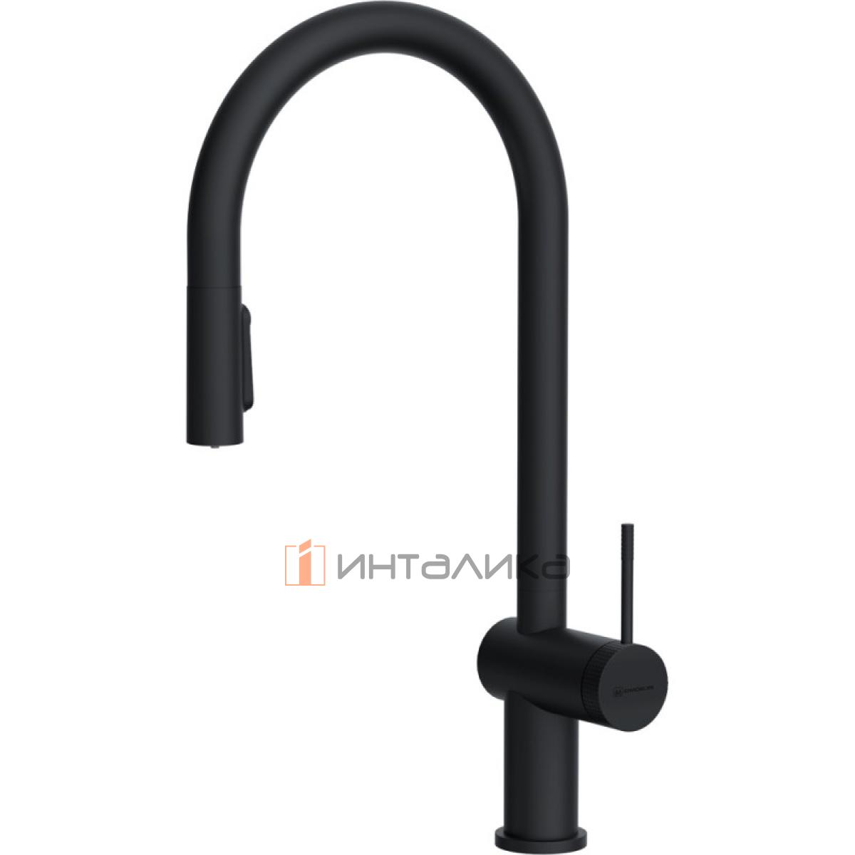 Смеситель Omoikiri Tahara-SB однорычажный, с выводом питьевой воды, с выдвижным шлангом, графит
