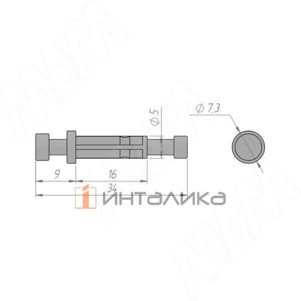 Шток двусторонний эксцентрика в корпусе для плиты 16 мм