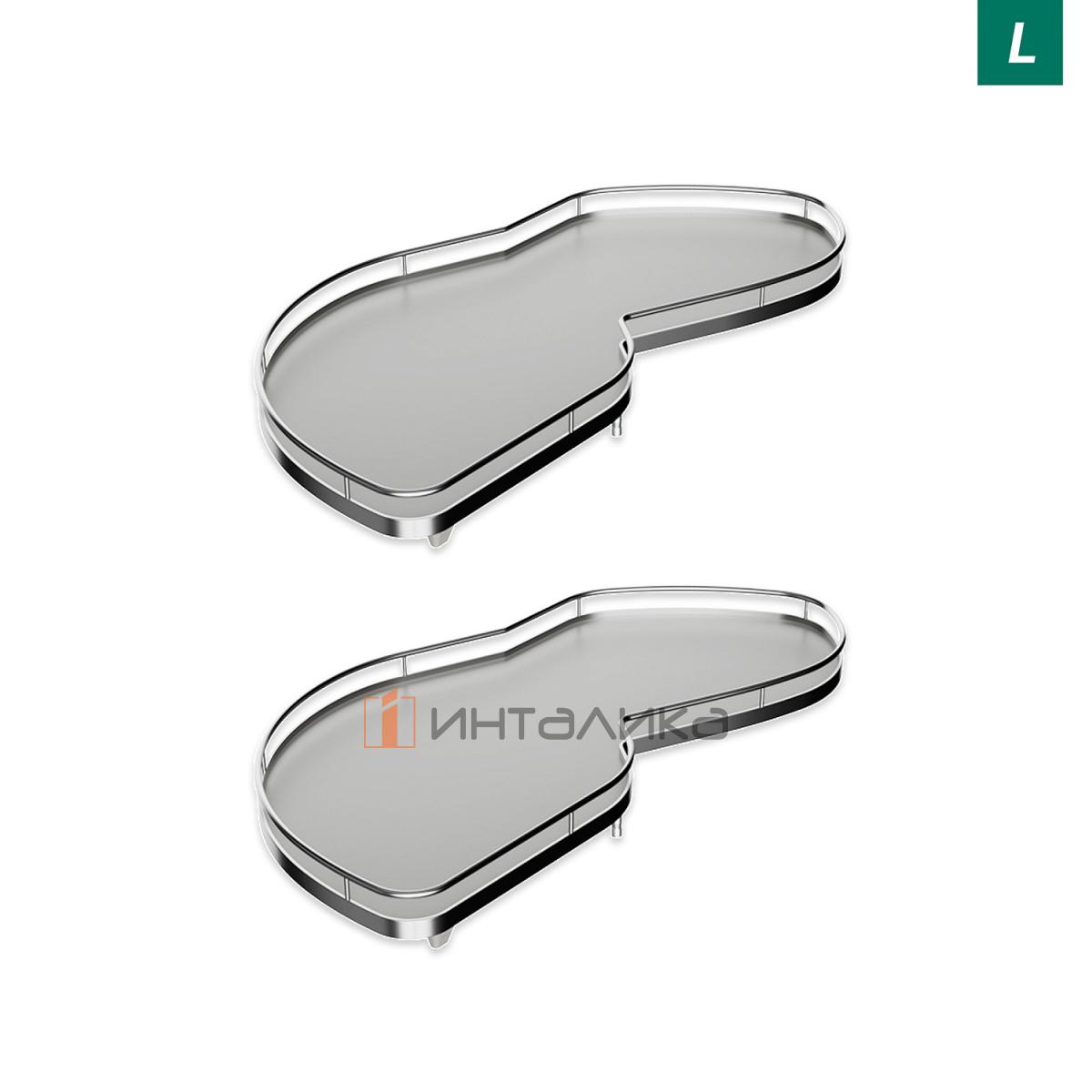 Комплект полок KESSEBOHMER ЛеМанс, 600, 2 полки Арена Классик, антискользящее покрытие, левый, хром / серый