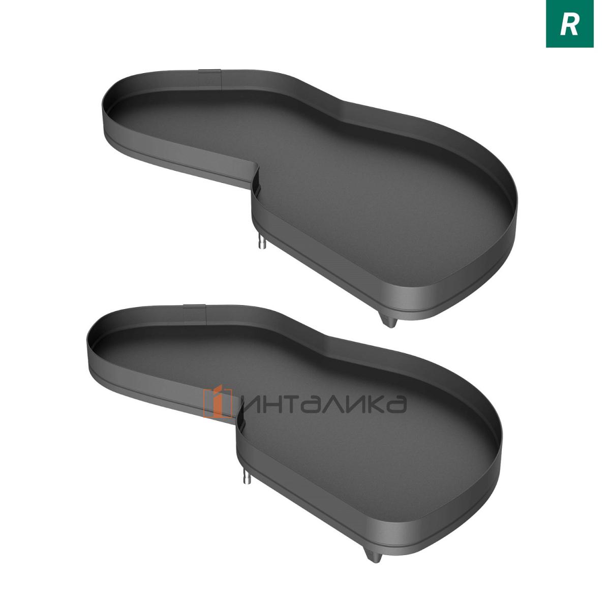 Комплект полок KESSEBOHMER ЛеМанс, 600, 2 полки Арена Пьюр, антискользящее покрытие, правый, антрацит