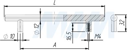 Размеры ручки-рейлинга (артикул RH.01)