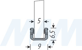 Размеры уплотнителя PS65 для стекла 4-5 мм (артикул TE01810275)