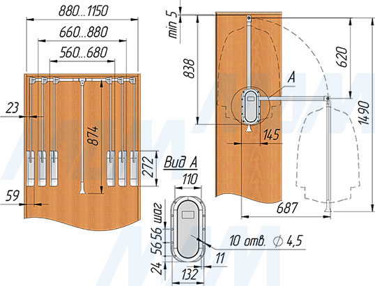 Установка пантографа AIR с плавным открыванием и закрыванием (артикул PU60)