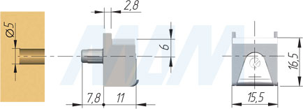Установка полкодержателя KUBIC со штоком для стеклянных полок толщиной 4-9 мм (артикул 1 60200 60)