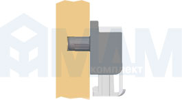 Фиксация на боковине полкодержателя KUBIC для стеклянных полок толщиной 4-9 мм (артикул 1 60200), вариант 1