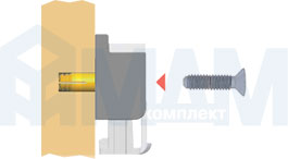 Фиксация на боковине полкодержателя KUBIC для стеклянных полок толщиной 4-9 мм (артикул 1 60200), вариант 2