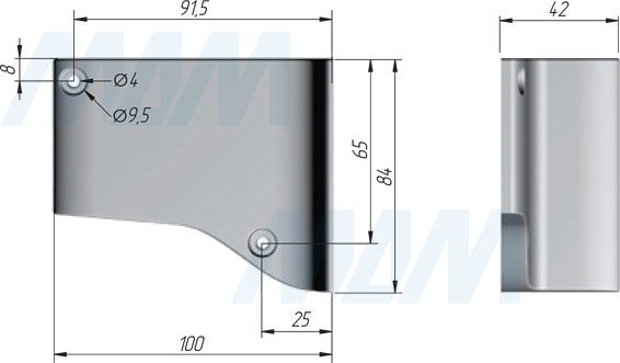 Размеры заглушки для мебельного навеса LIBRA H7 (артикул 6 34906)