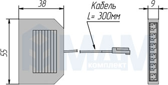 Размеры разветвителя на 3 розетки (артикул DIS-LED-12M24F-6)