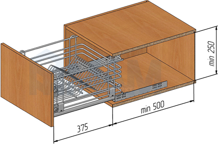 Установка корзины-посудосушителя PARTNER (Vibo) с креплением к боковинам, чертеж 1