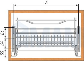 Установка корзины-посудосушителя PARTNER (Vibo) с креплением к боковинам, чертеж 3