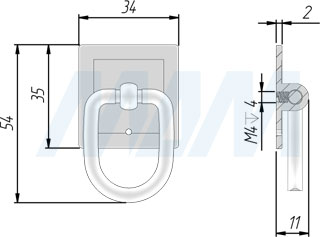 Размеры ручки-капли (артикул WBH.5038)
