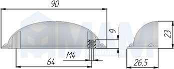 Размеры ручки-раковины с межцентровым расстоянием 64 мм (артикул WMN.5230)