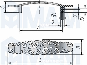 Размеры ручки-скобы (артикул WMN.707)