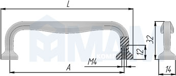 Размеры ручки-скобы WMN.752