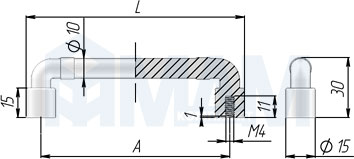 Размеры ручки-скобы (артикул WMN.785)