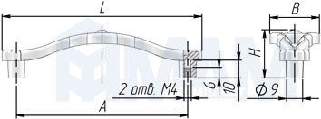 Размеры ручки-скобы (артикул WMN.792)